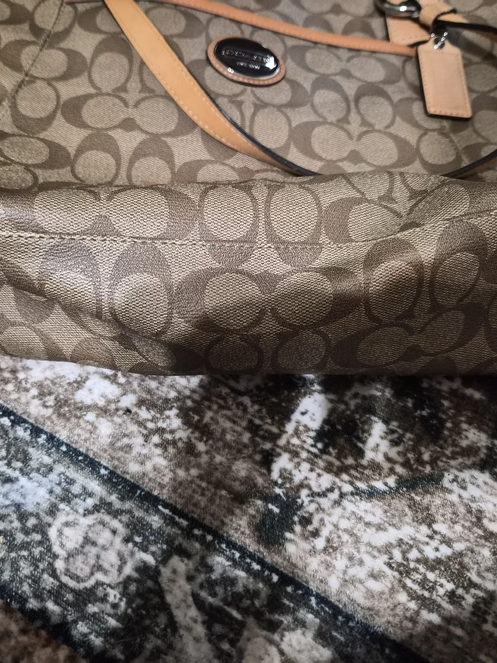 Coach Signature Canvas Tote in Tan and Brown
